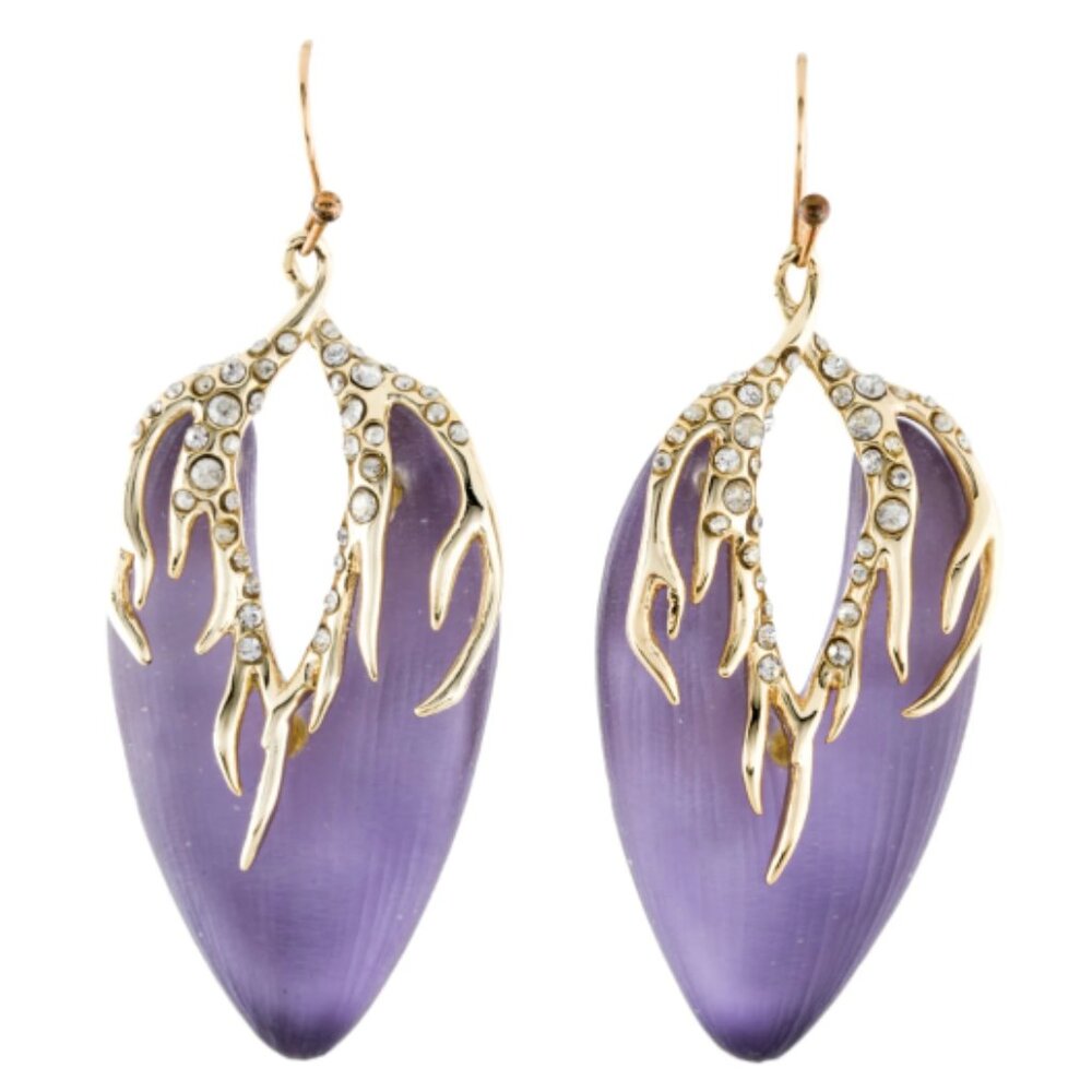 Alexis Bittar |  Electro Deco Purple Lucite & Crystal Drop Earrings